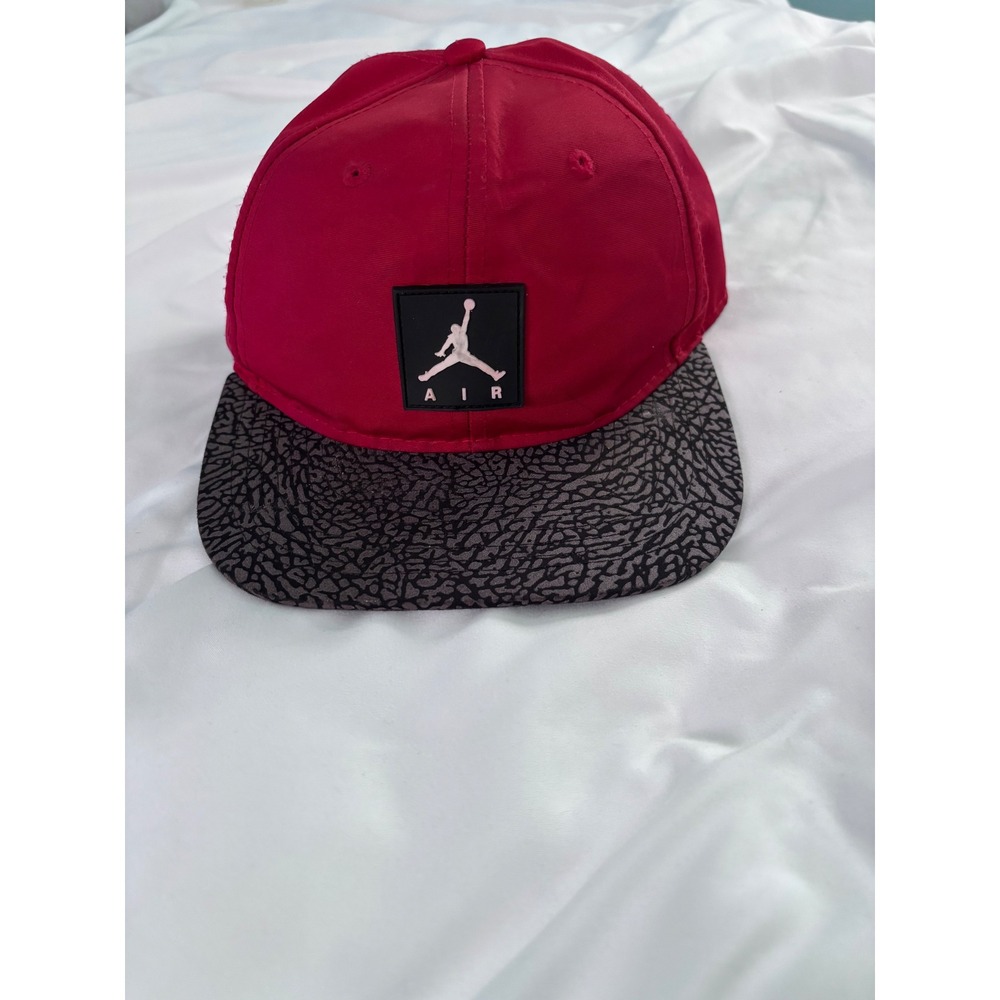 Jordan Air Jumpman Youth Snapback Hat Red Black Elephant Print Cap 617847-R78
